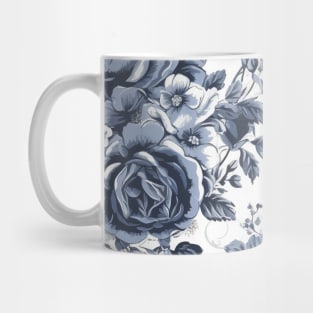 Blue and White Roses Toile Mug